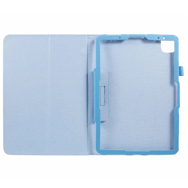 For iPad Air 11 (2024) Case Litchi Texture Leather Tablet Cover with Bi-Fold Stand