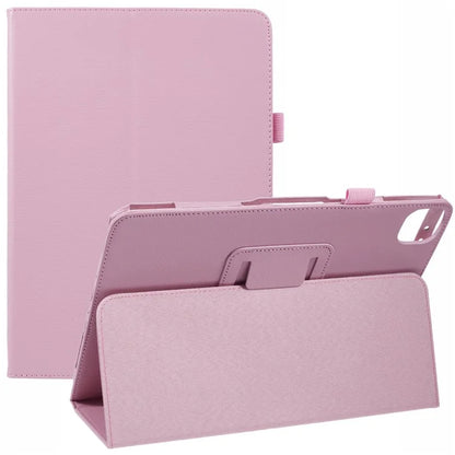 For iPad Air 11 (2024) Case Litchi Texture Leather Tablet Cover with Bi-Fold Stand