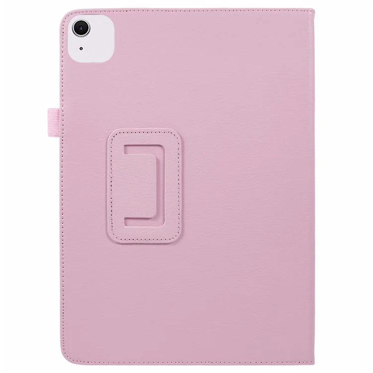 For iPad Air 11 (2024) Case Litchi Texture Leather Tablet Cover with Bi-Fold Stand