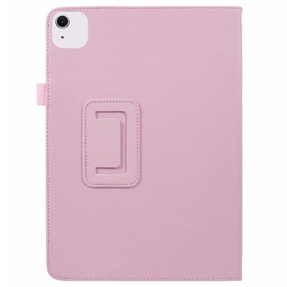 For iPad Air 11 (2024) Case Litchi Texture Leather Tablet Cover with Bi-Fold Stand