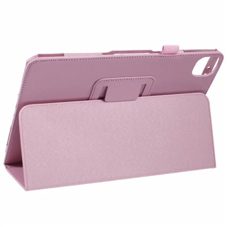 For iPad Air 11 (2024) Case Litchi Texture Leather Tablet Cover with Bi-Fold Stand