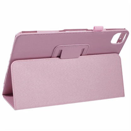 For iPad Air 11 (2024) Case Litchi Texture Leather Tablet Cover with Bi-Fold Stand