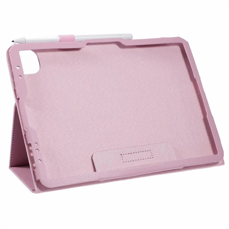 For iPad Air 11 (2024) Case Litchi Texture Leather Tablet Cover with Bi-Fold Stand