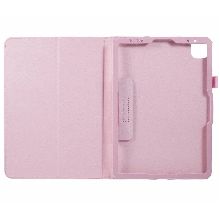 For iPad Air 11 (2024) Case Litchi Texture Leather Tablet Cover with Bi-Fold Stand