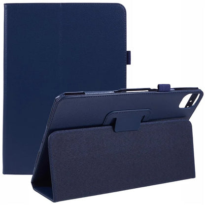 For iPad Air 11 (2024) Case Litchi Texture Leather Tablet Cover with Bi-Fold Stand