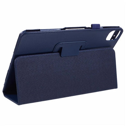 For iPad Air 11 (2024) Case Litchi Texture Leather Tablet Cover with Bi-Fold Stand