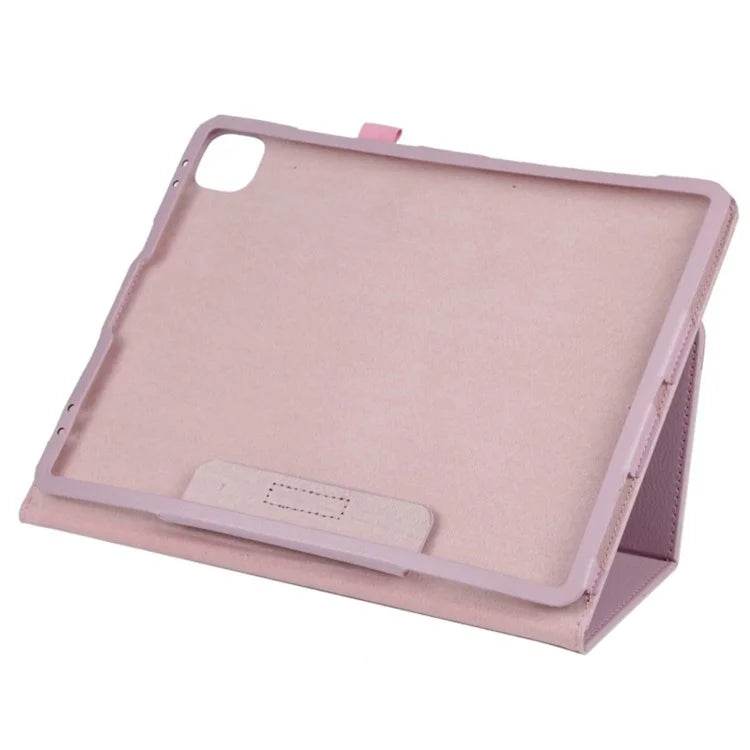 For iPad Pro 11 (2024) Case Bi-Fold Stand PU Leather Tablet Cover with Stylus Loop Design