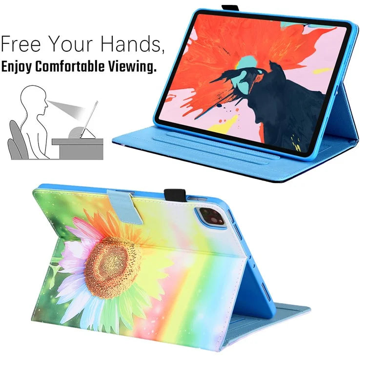 For iPad Pro 11 (2024) Case Pattern Printing Stand PU Leather Tablet Cover