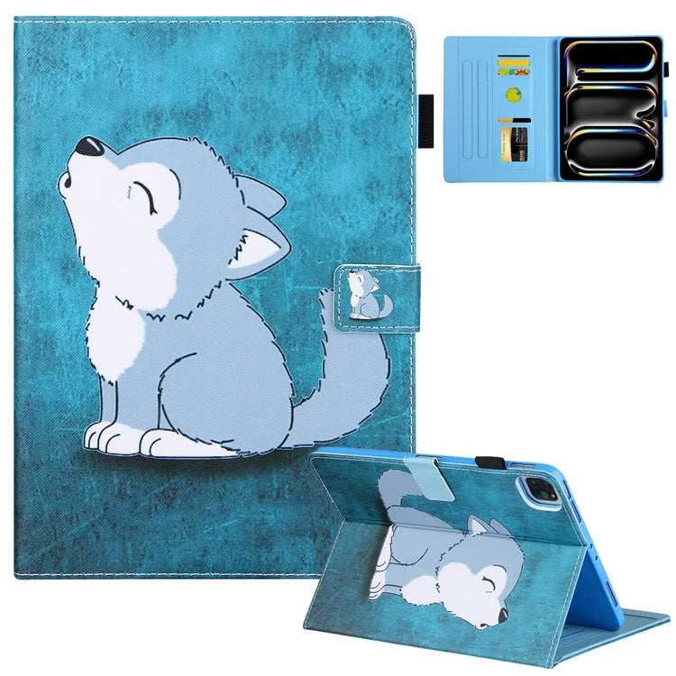 For iPad Pro 11 (2024) Case Pattern Printing Stand PU Leather Tablet Cover