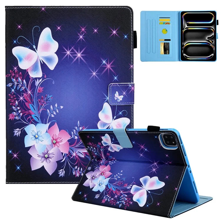 For iPad Pro 11 (2024) Case Pattern Printing Stand PU Leather Tablet Cover