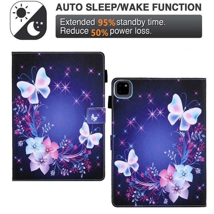 For iPad Pro 11 (2024) Case Pattern Printing Stand PU Leather Tablet Cover