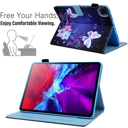 For iPad Pro 11 (2024) Case Pattern Printing Stand PU Leather Tablet Cover