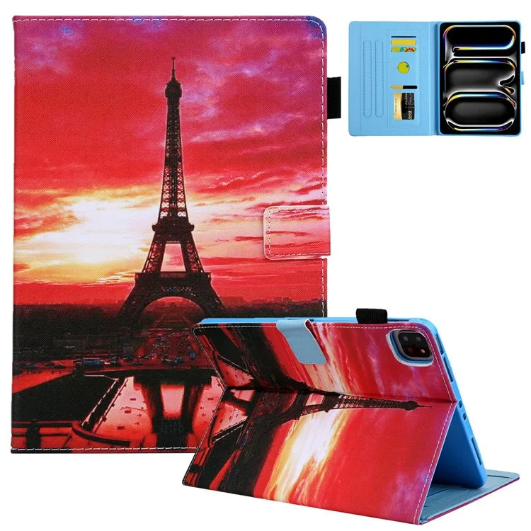 For iPad Pro 11 (2024) Case Pattern Printing Stand PU Leather Tablet Cover