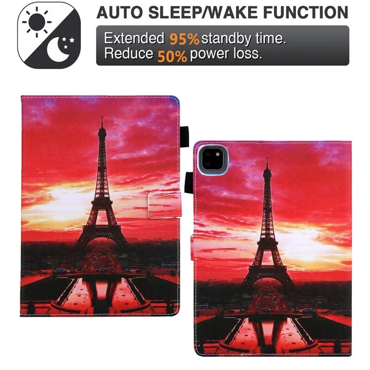 For iPad Pro 11 (2024) Case Pattern Printing Stand PU Leather Tablet Cover
