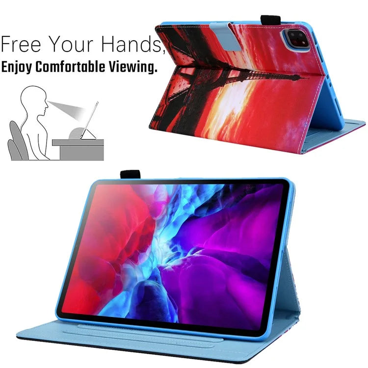 For iPad Pro 11 (2024) Case Pattern Printing Stand PU Leather Tablet Cover