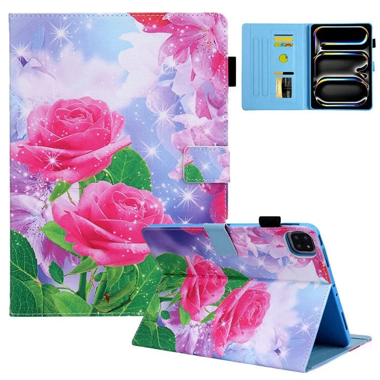 For iPad Pro 11 (2024) Case Pattern Printing Stand PU Leather Tablet Cover