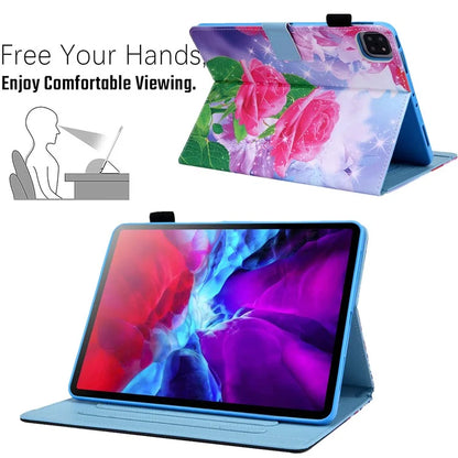 For iPad Pro 11 (2024) Case Pattern Printing Stand PU Leather Tablet Cover