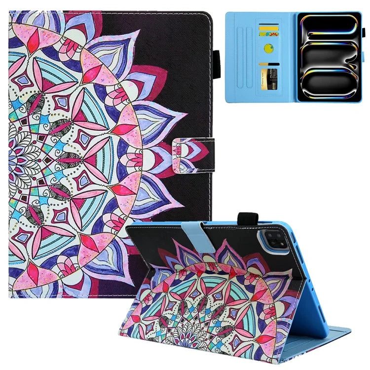 For iPad Pro 11 (2024) Case Pattern Printing Stand PU Leather Tablet Cover