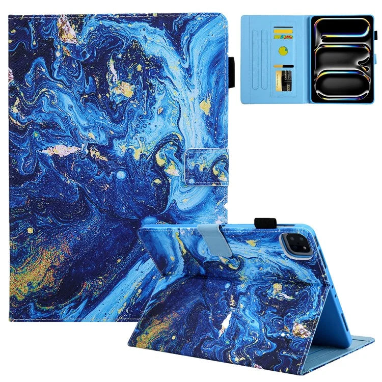 For iPad Pro 11 (2024) Case Pattern Printing Stand PU Leather Tablet Cover