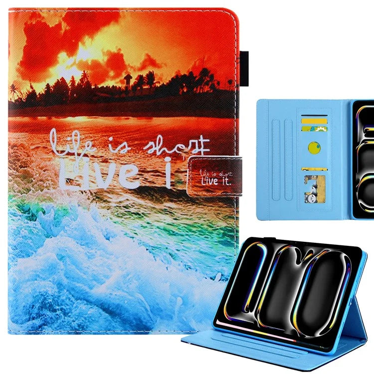 For iPad Pro 11 (2024) Case PU Leather Pattern Design Smart Tablet Cover