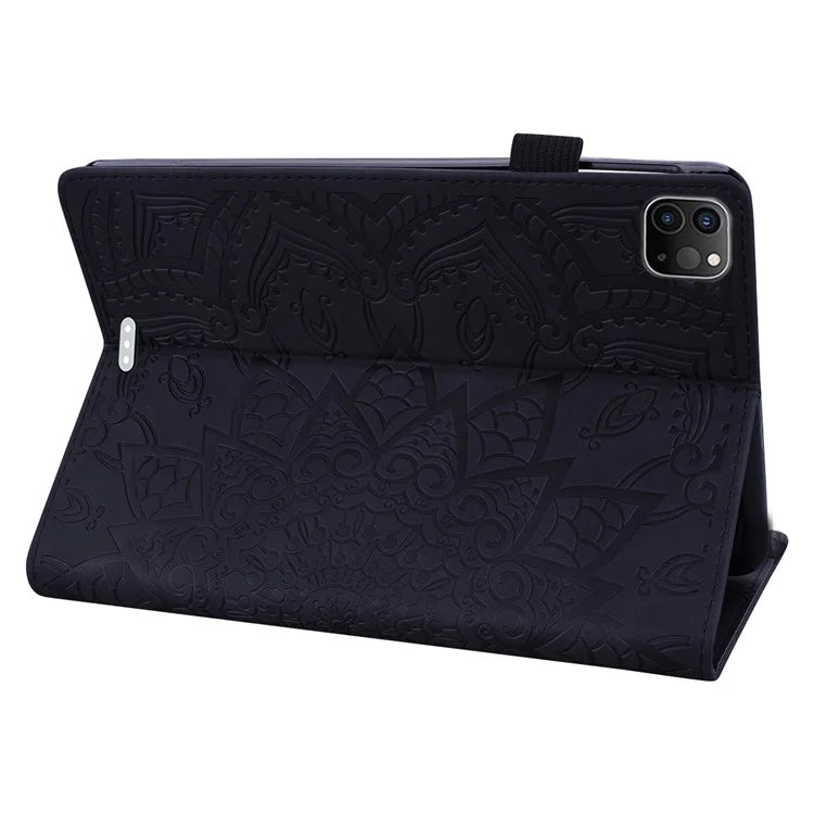 For iPad Pro 11 (2024) Case Flower Pattern Leather Tablet Cover Auto Wake / Sleep