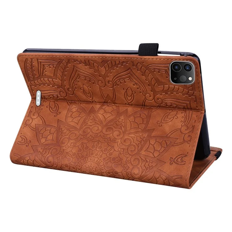 For iPad Pro 11 (2024) Case Flower Pattern Leather Tablet Cover Auto Wake / Sleep