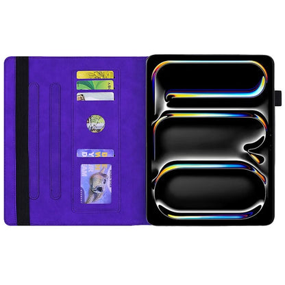 For iPad Pro 11 (2024) Case Flower Pattern Leather Tablet Cover Auto Wake / Sleep