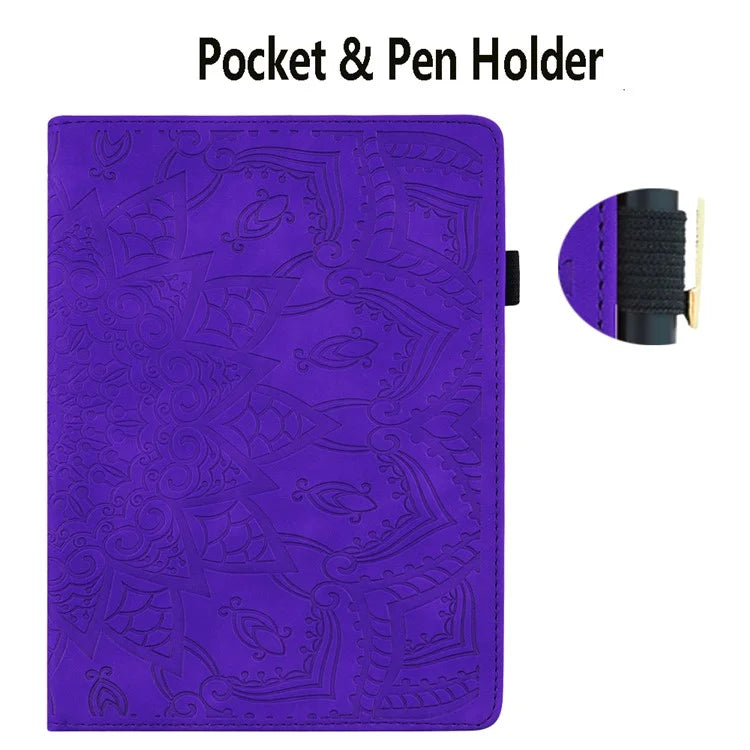 For iPad Pro 11 (2024) Case Flower Pattern Leather Tablet Cover Auto Wake / Sleep