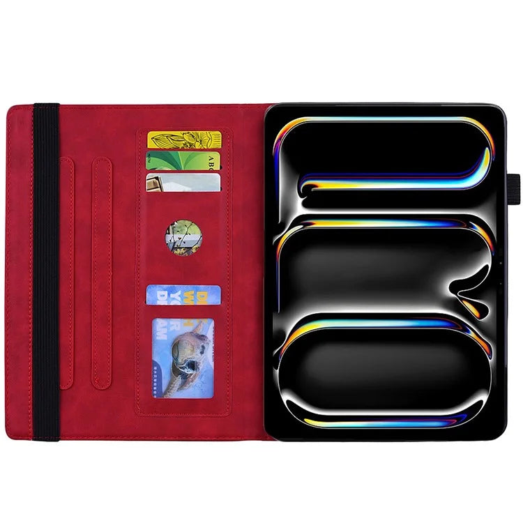 For iPad Pro 11 (2024) Case Flower Pattern Leather Tablet Cover Auto Wake / Sleep