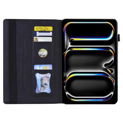 For iPad Pro 11 (2024) Case Card Slot PU Leather Stand Tablet Cover