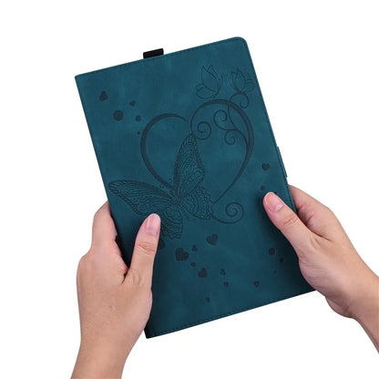 For iPad Pro 11 (2024) Case with Card Slots Butterfly Imprinted Leather Tablet Cover