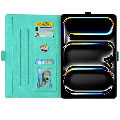 For iPad Pro 11 (2024) Case with Card Slots Butterfly Imprinted Leather Tablet Cover