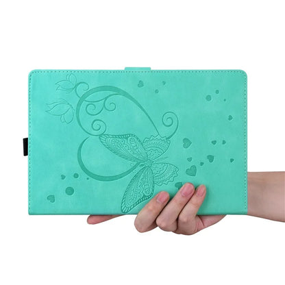 For iPad Pro 11 (2024) Case with Card Slots Butterfly Imprinted Leather Tablet Cover
