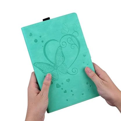 For iPad Pro 11 (2024) Case with Card Slots Butterfly Imprinted Leather Tablet Cover