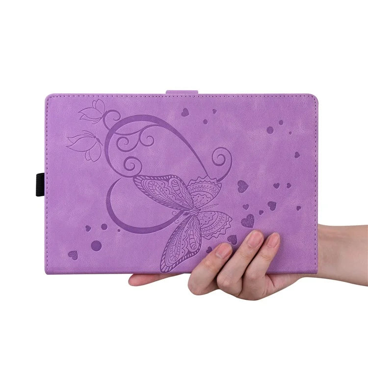For iPad Pro 11 (2024) Case with Card Slots Butterfly Imprinted Leather Tablet Cover