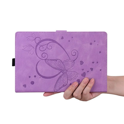 For iPad Pro 11 (2024) Case with Card Slots Butterfly Imprinted Leather Tablet Cover