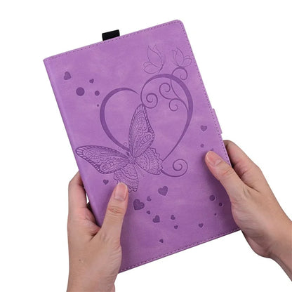 For iPad Pro 11 (2024) Case with Card Slots Butterfly Imprinted Leather Tablet Cover