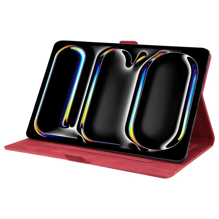 For iPad Pro 11 (2024) Case with Card Slots Butterfly Imprinted Leather Tablet Cover