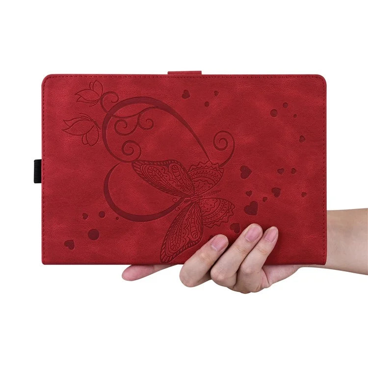 For iPad Pro 11 (2024) Case with Card Slots Butterfly Imprinted Leather Tablet Cover