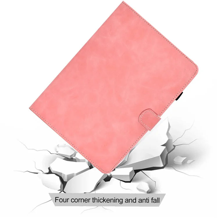 For iPad Pro 11 (2024) Cowhide Texture PU Leather Stand Tablet Case Card Holder Cover with Pen Holder Loop