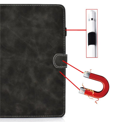 For iPad Pro 11 (2024) Cowhide Texture PU Leather Stand Tablet Case Card Holder Cover with Pen Holder Loop