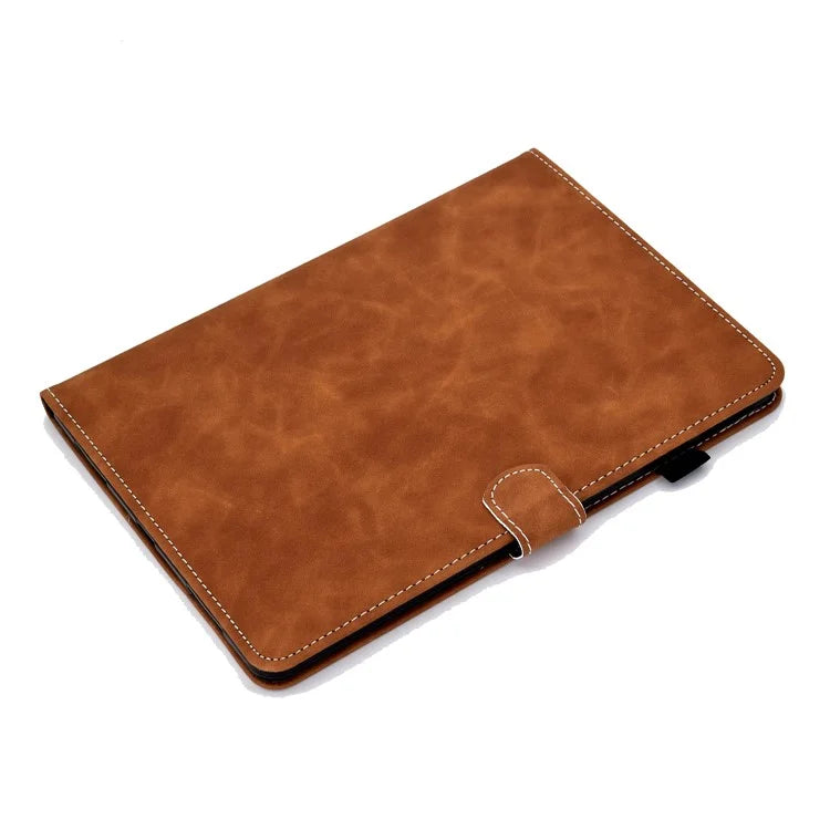 For iPad Pro 11 (2024) Cowhide Texture PU Leather Stand Tablet Case Card Holder Cover with Pen Holder Loop