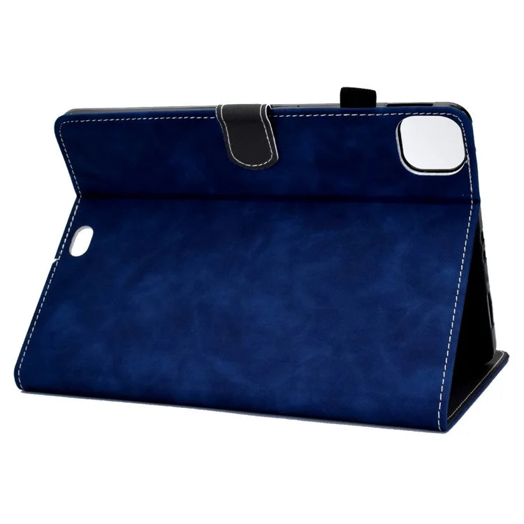 For iPad Pro 11 (2024) Cowhide Texture PU Leather Stand Tablet Case Card Holder Cover with Pen Holder Loop