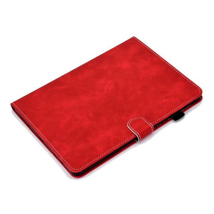 For iPad Pro 11 (2024) Cowhide Texture PU Leather Stand Tablet Case Card Holder Cover with Pen Holder Loop