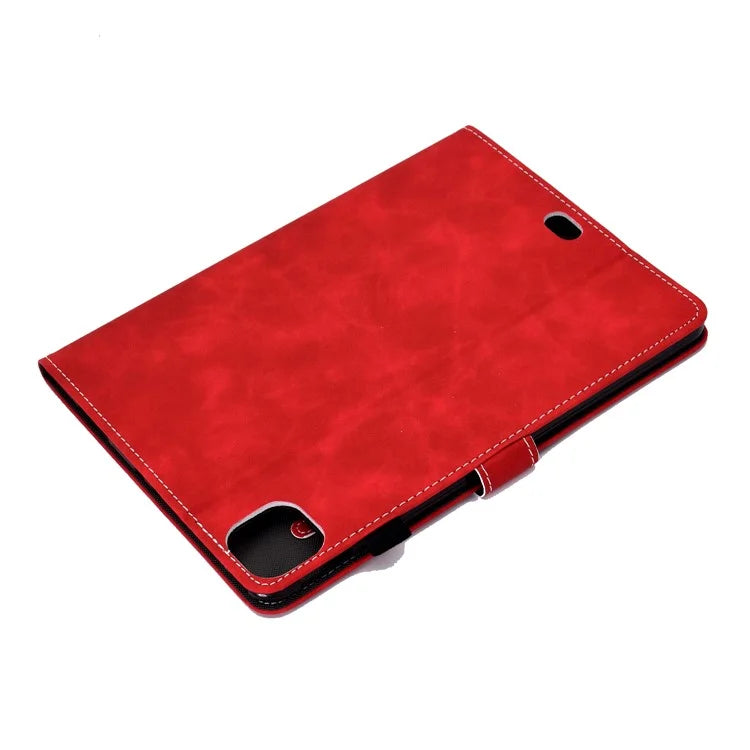 For iPad Pro 11 (2024) Cowhide Texture PU Leather Stand Tablet Case Card Holder Cover with Pen Holder Loop