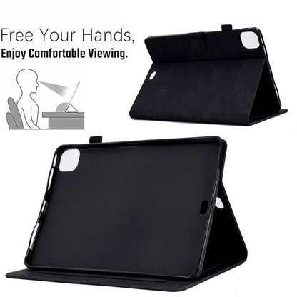 For iPad Pro 11 (2024) Iron Tower Imprinted Cover PU Leather Tablet Case with Card Slots