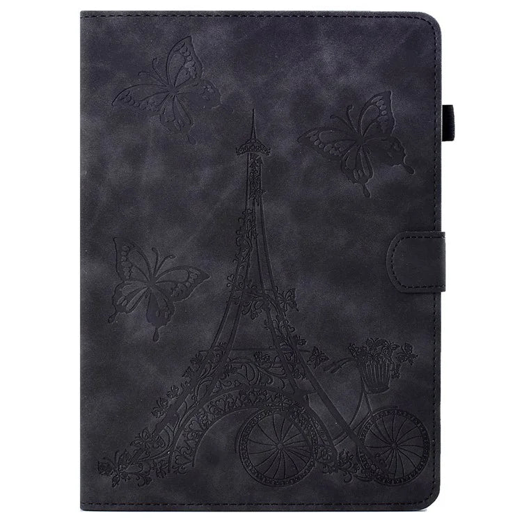 For iPad Pro 11 (2024) Iron Tower Imprinted Cover PU Leather Tablet Case with Card Slots