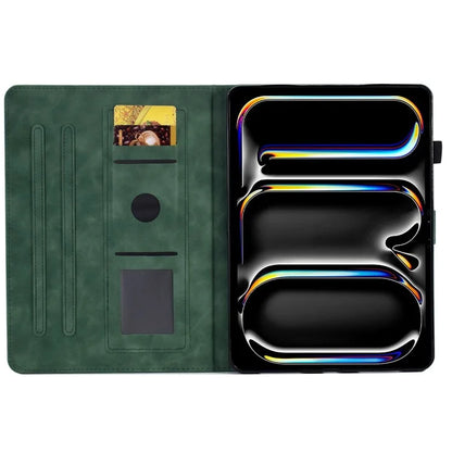For iPad Pro 11 (2024) Case Letters Imprinted PU Leather Card Holder Tablet Cover