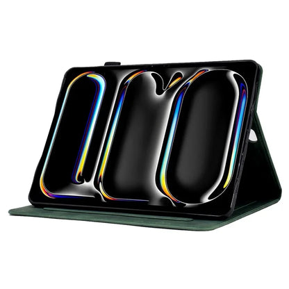 For iPad Pro 11 (2024) Case Letters Imprinted PU Leather Card Holder Tablet Cover