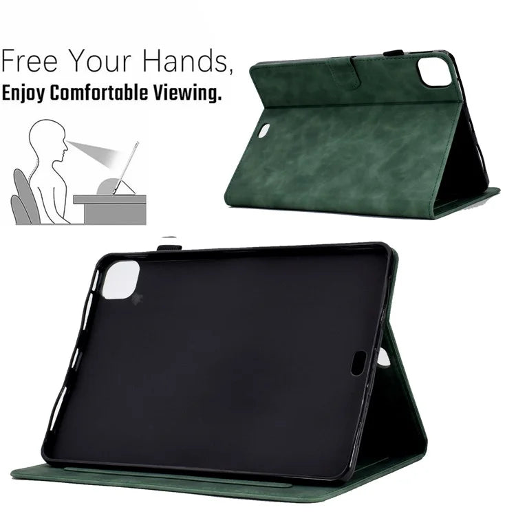For iPad Pro 11 (2024) Case Letters Imprinted PU Leather Card Holder Tablet Cover